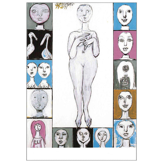 Postcard 1 Nude 13 Faces 2 Birds
