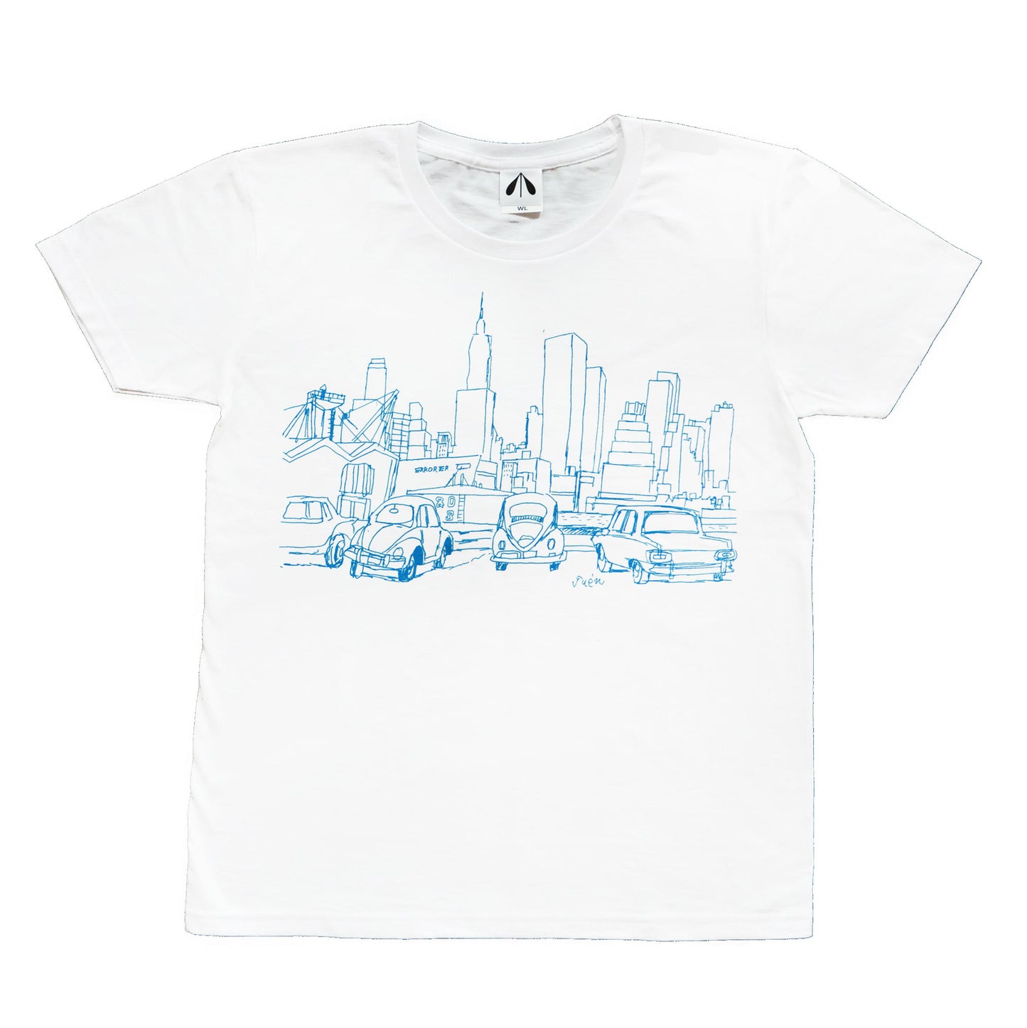 いのくまTシャツ（車のある風景）ホワイト
