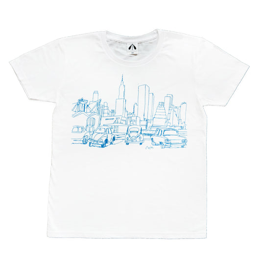 いのくまTシャツ（車のある風景）ホワイト