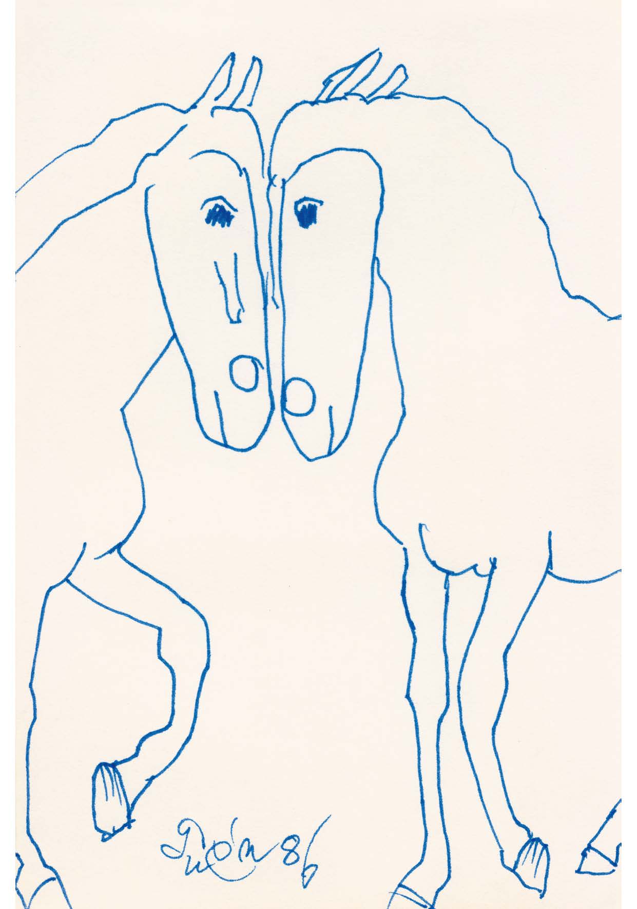 Postcard Horses facing each other