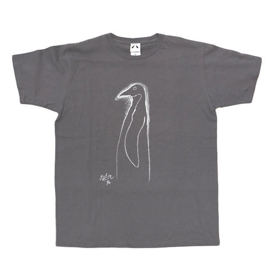 いのくまTシャツ （横向きの鳥）グレー