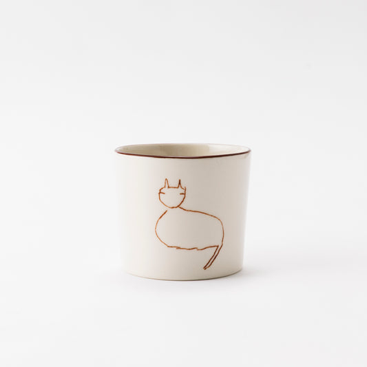 猪熊猪口（すわり猫）茶