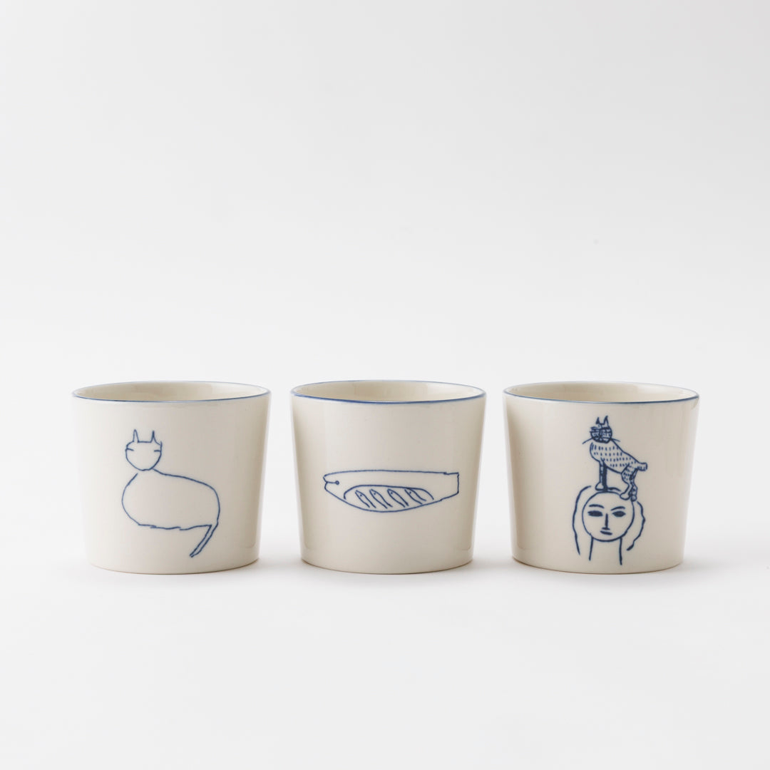 GENICHIRO INOKUMA CUP　(Cat sitting on a head) indigo