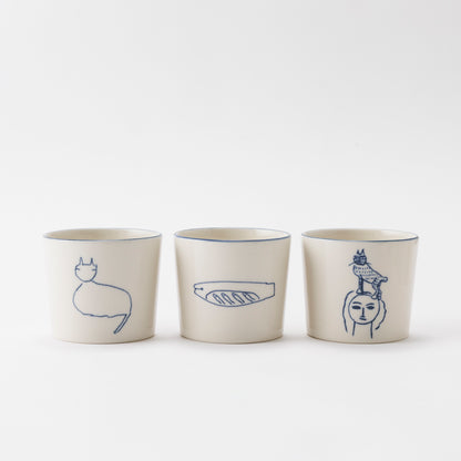 GENICHIRO INOKUMA CUP　(Cat sitting on a head) indigo