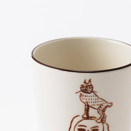 GENICHIRO INOKUMA CUP　(Cat sitting on a head)　Brown