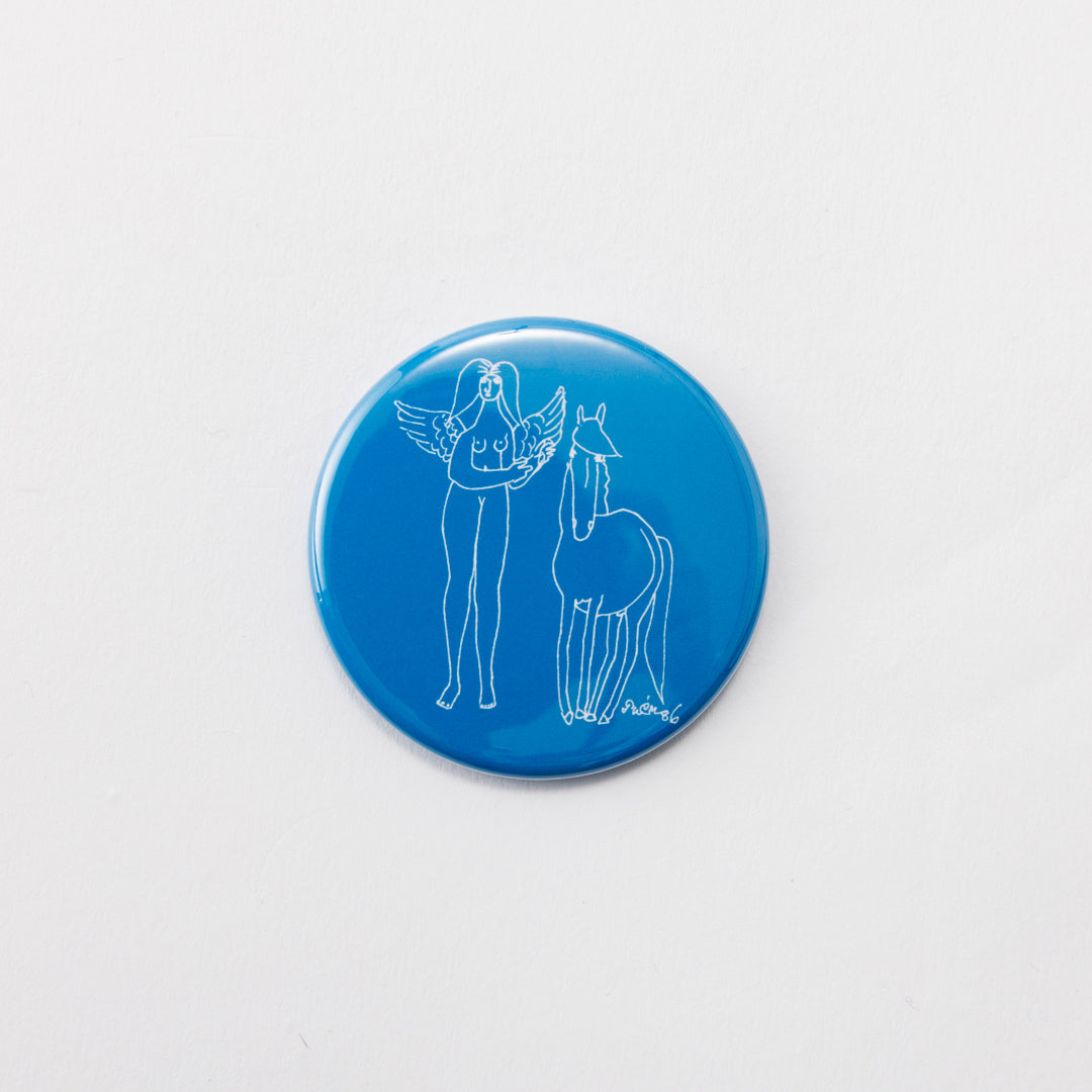 Tin badge large (Angel and horse)