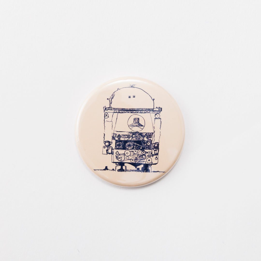 Tin badge large (Robot-like creature)