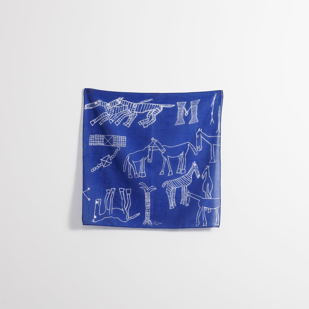 Handkerchief ―Horse, Blue