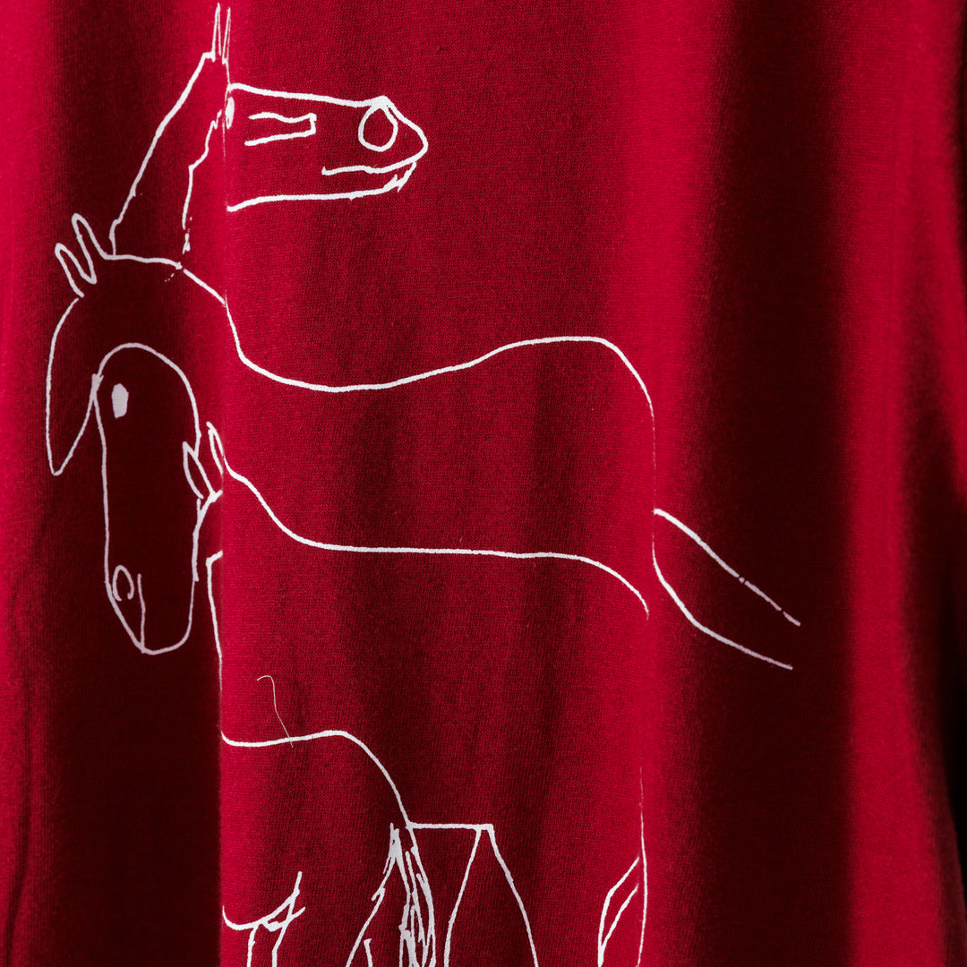 いのくまTシャツ（おやこ馬）バーガンディ