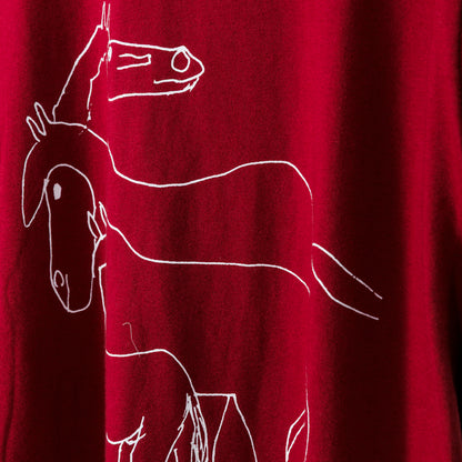 いのくまTシャツ（おやこ馬）バーガンディ