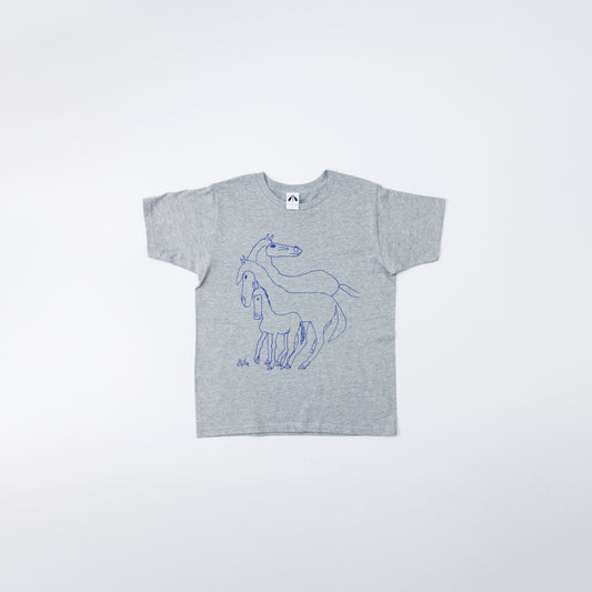 いのくまTシャツ（おやこ馬）杢グレー