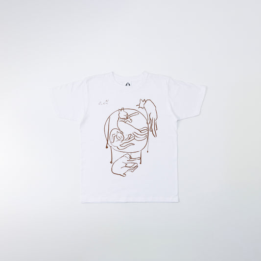 いのくまTシャツ（猫と椅子）ホワイト