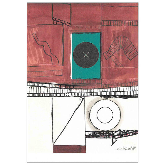 Postcard Blue Square White Circles