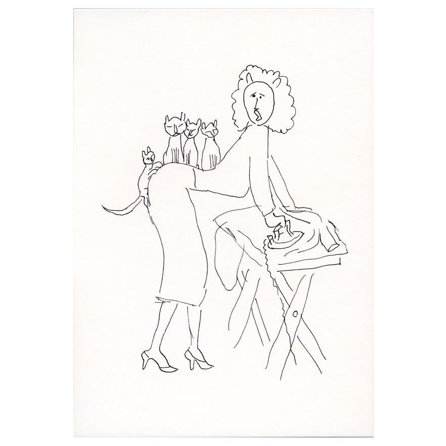 Postcard Ironing and Cats