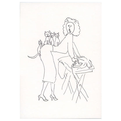 Postcard Ironing and Cats