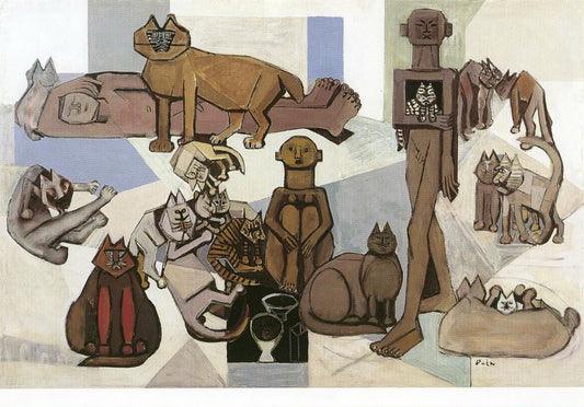 Postcard People Living with Cats