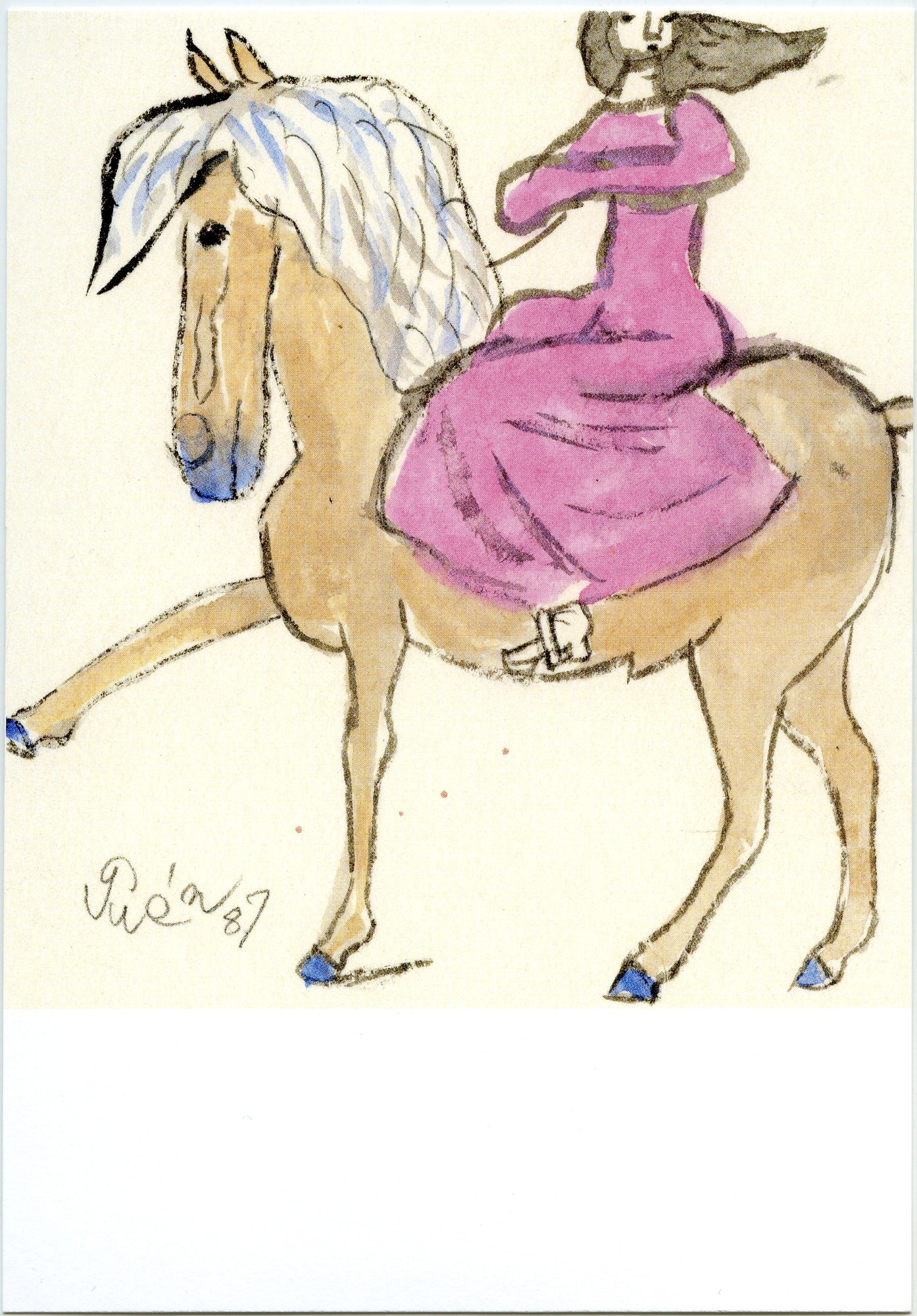 Postcard Horse and Pink Dress