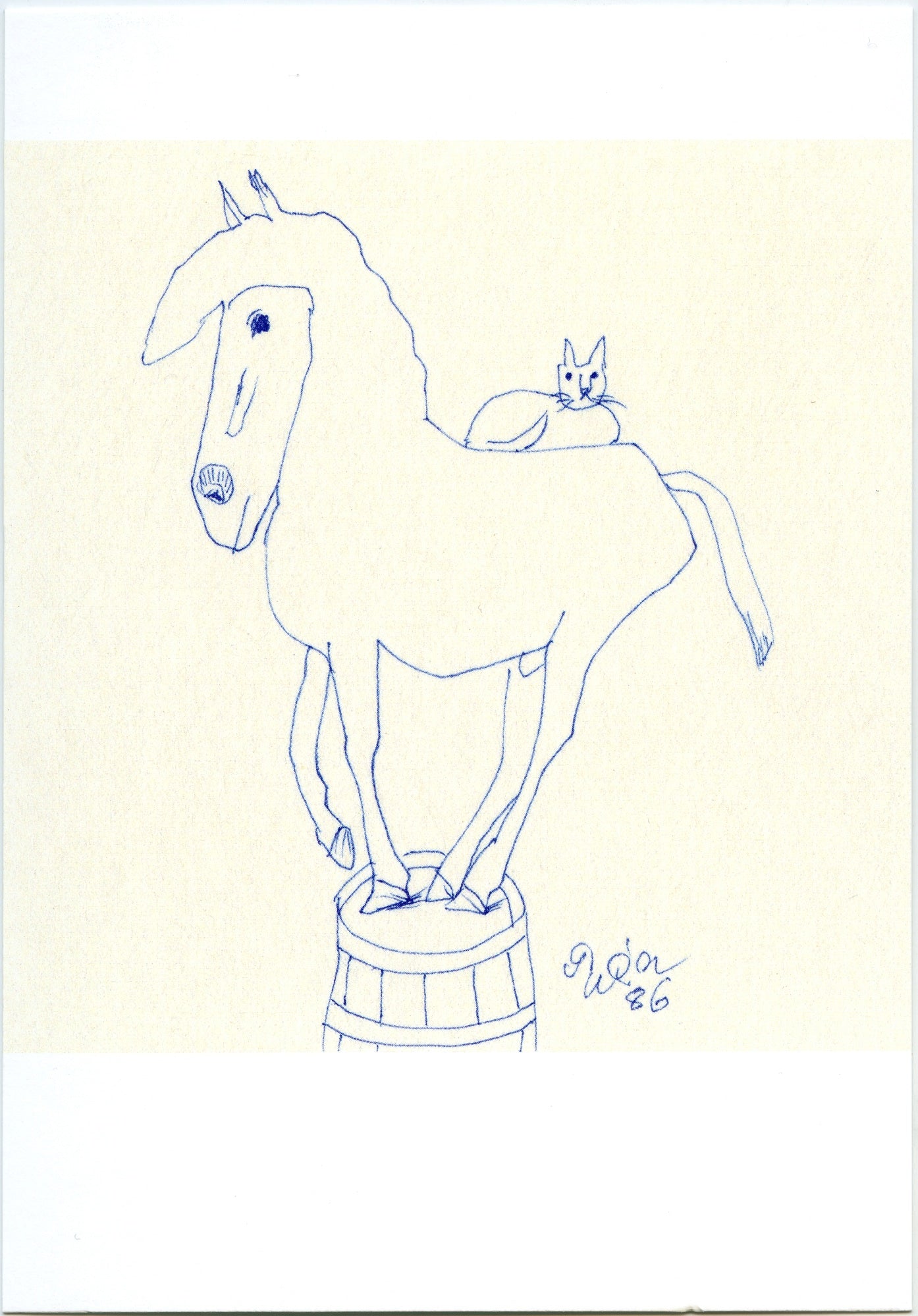 Postcard Horse and Cat